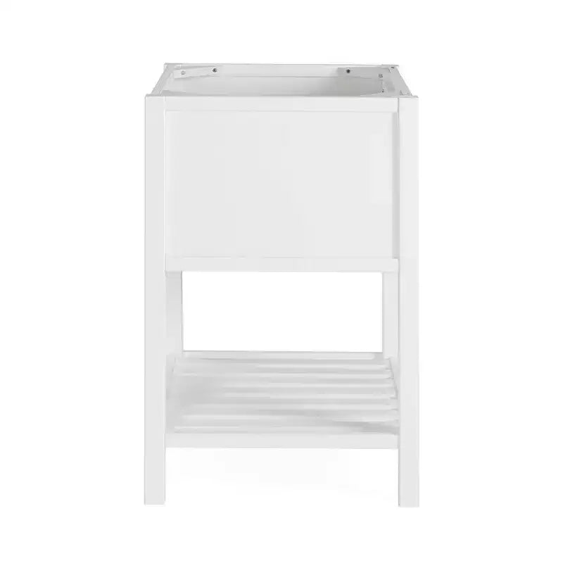 Meuble-lavabo de salle de bain en bois massif 24" avec étagère - Blanc, tiroir à fermeture amortie
