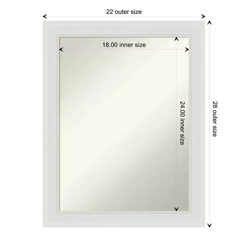 Miroir mural étroit 22x28 pouces - Cadre blanc doux, style moderne