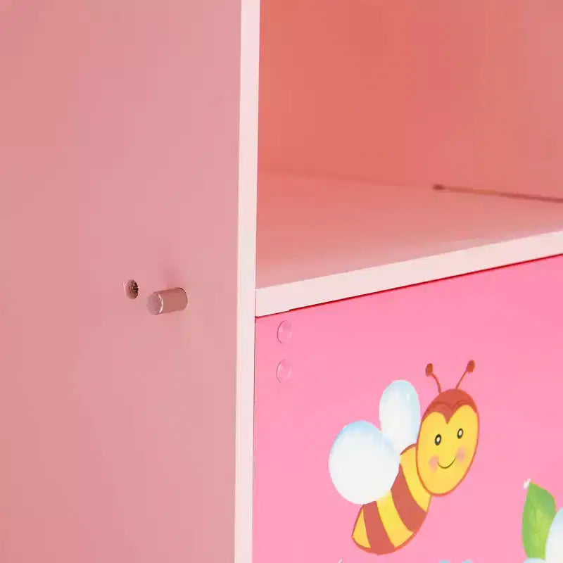 Étagère à Livres Modulable 3x3 pour Enfants avec Porte - Jardin Magique Rose, 9 Compartiments