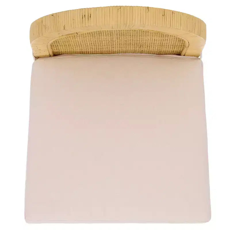 Tabouret de bar dossier rond en rotin – Bois de manguier et tapisserie blanche, 102 kg, Aucun assemblage requis