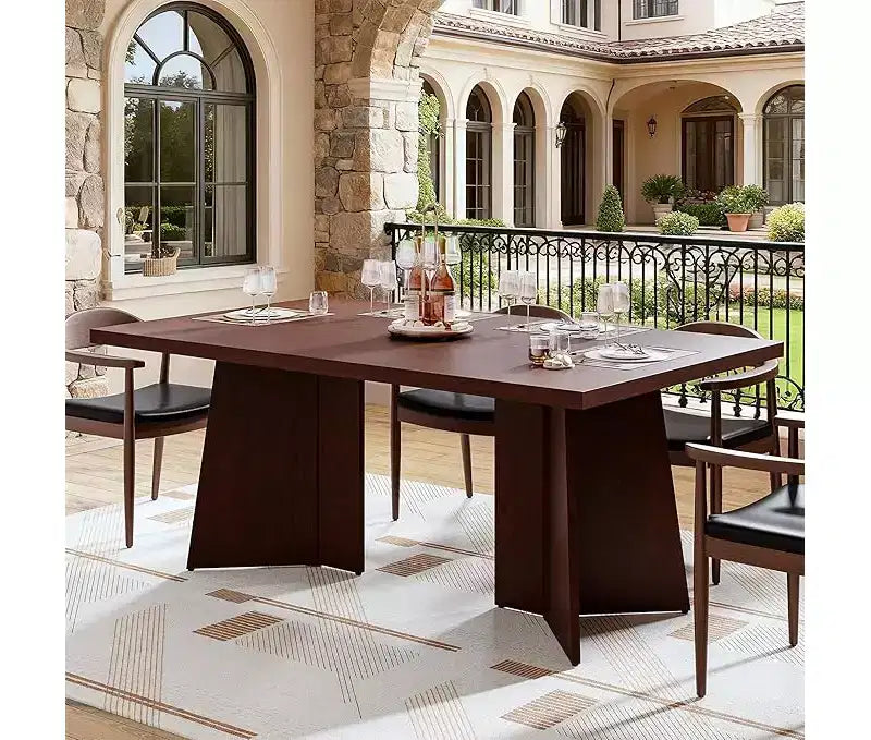 Table à manger pour 6 à 8 personnes - Grande table de cuisine moderne de 160 cm avec plateau spacieux et pieds piédestal robustes, table de dîner pour la cuisine