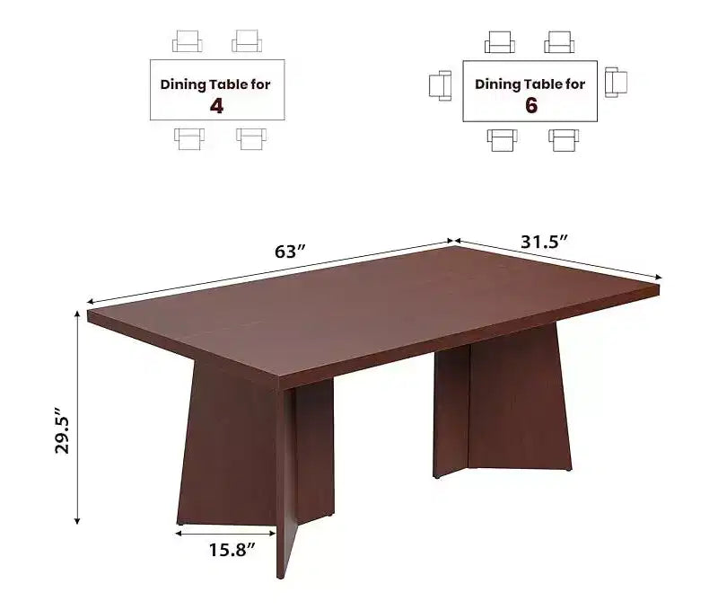 Table à manger pour 6 à 8 personnes - Grande table de cuisine moderne de 160 cm avec plateau spacieux et pieds piédestal robustes, table de dîner pour la cuisine
