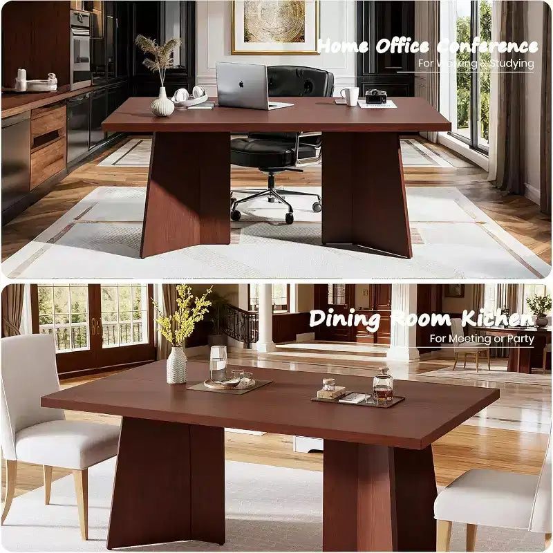 Table à manger pour 6 à 8 personnes - Grande table de cuisine moderne de 160 cm avec plateau spacieux et pieds piédestal robustes, table de dîner pour la cuisine