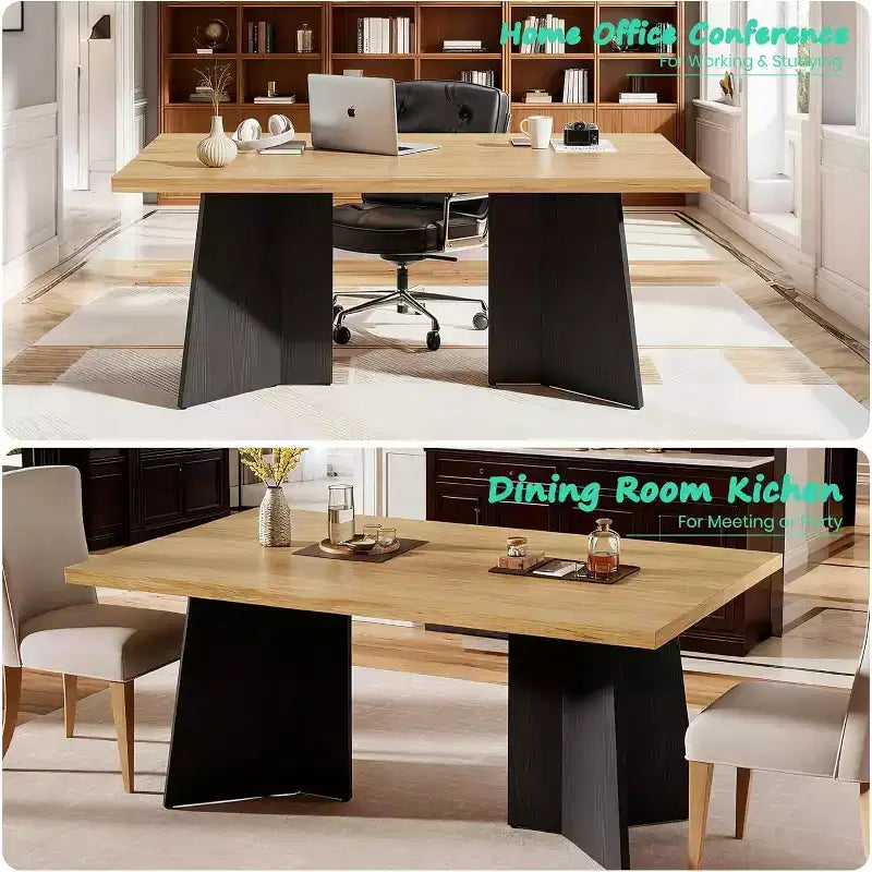 Table à manger pour 6 à 8 personnes - Grande table de cuisine moderne de 160 cm avec plateau spacieux et pieds piédestal robustes, table de dîner pour la cuisine