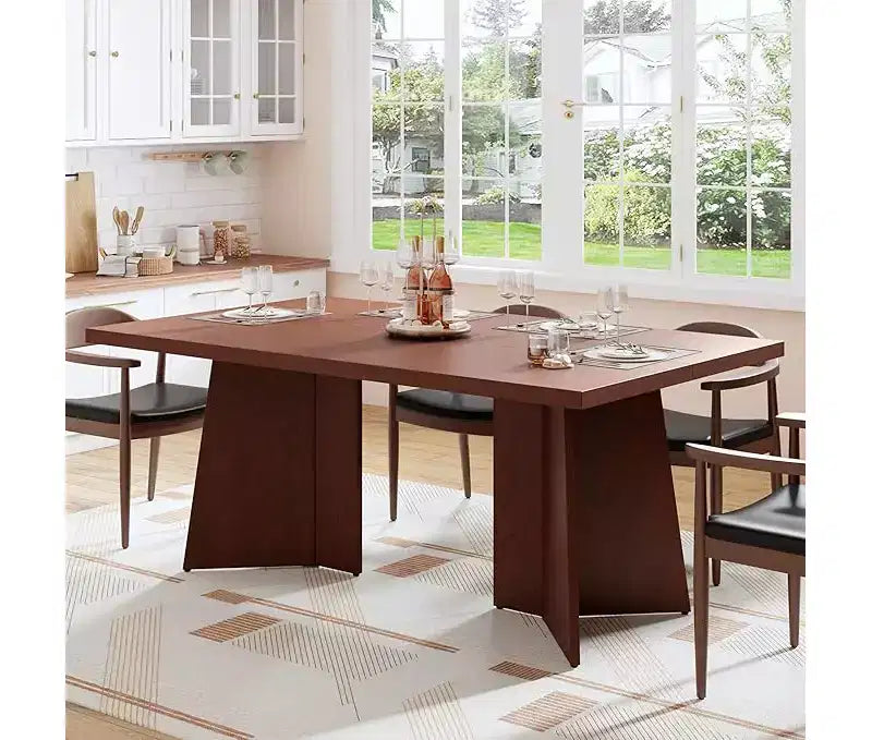 Table à manger pour 6 à 8 personnes - Grande table de cuisine moderne de 160 cm avec plateau spacieux et pieds piédestal robustes, table de dîner pour la cuisine