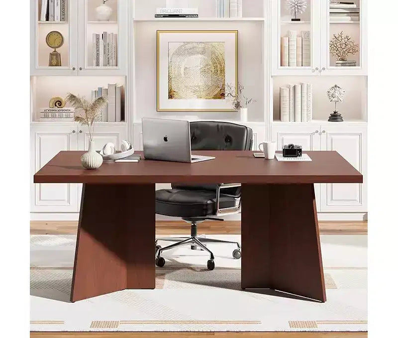 Table à manger pour 6 à 8 personnes - Grande table de cuisine moderne de 160 cm avec plateau spacieux et pieds piédestal robustes, table de dîner pour la cuisine