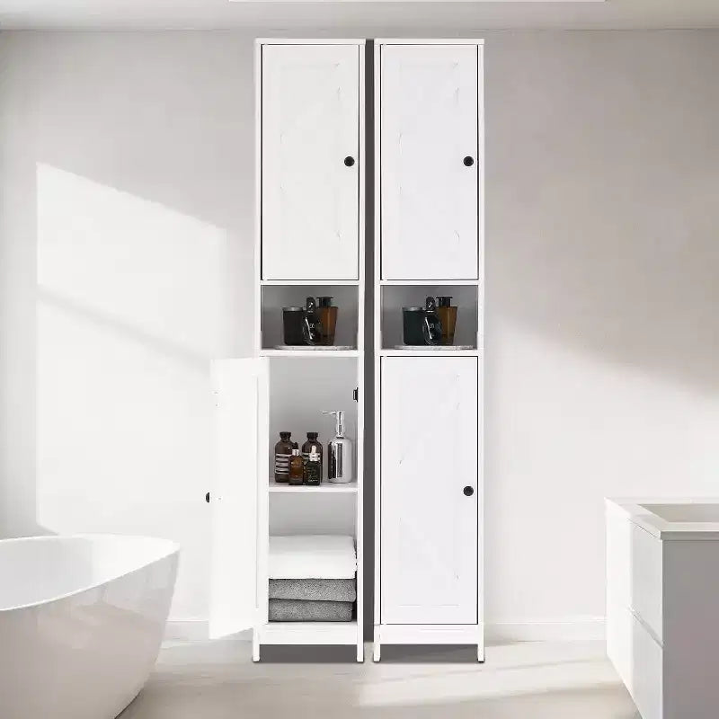 Meuble de rangement haut et étroit pour salle de bain, organiseur sur pied de 170 cm avec étagère réglable, conception résistante à l'eau pour cuisine, couloir, salle de bain