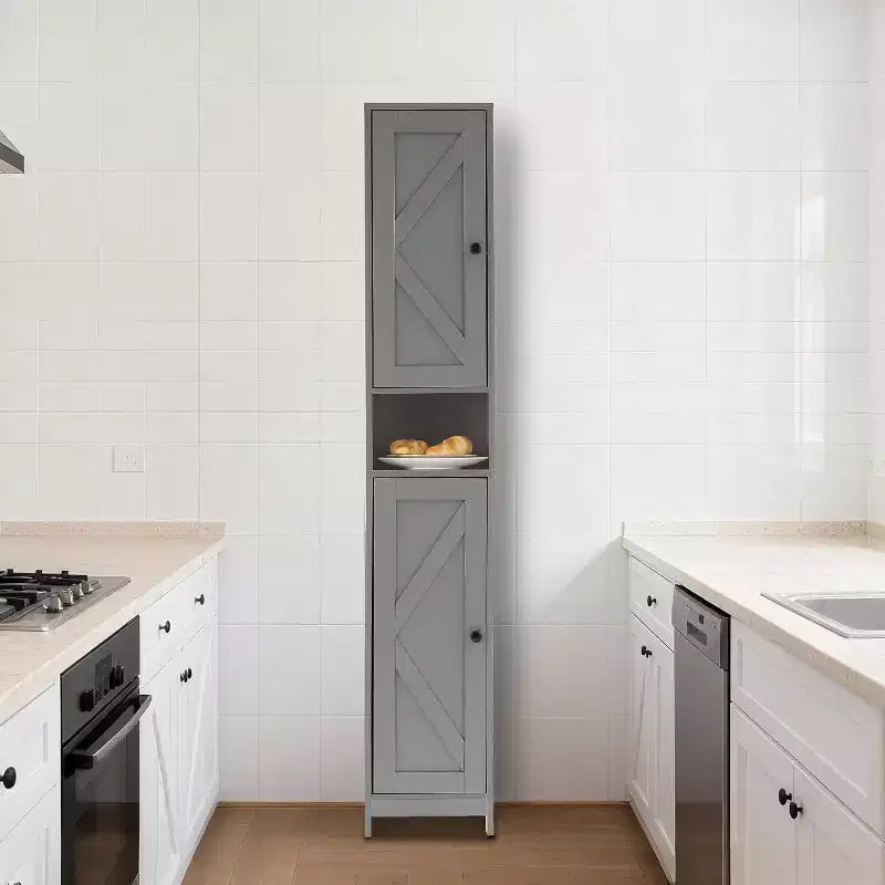 Meuble de rangement haut et étroit pour salle de bain, organiseur sur pied de 170 cm avec étagère réglable, conception résistante à l'eau pour cuisine, couloir, salle de bain