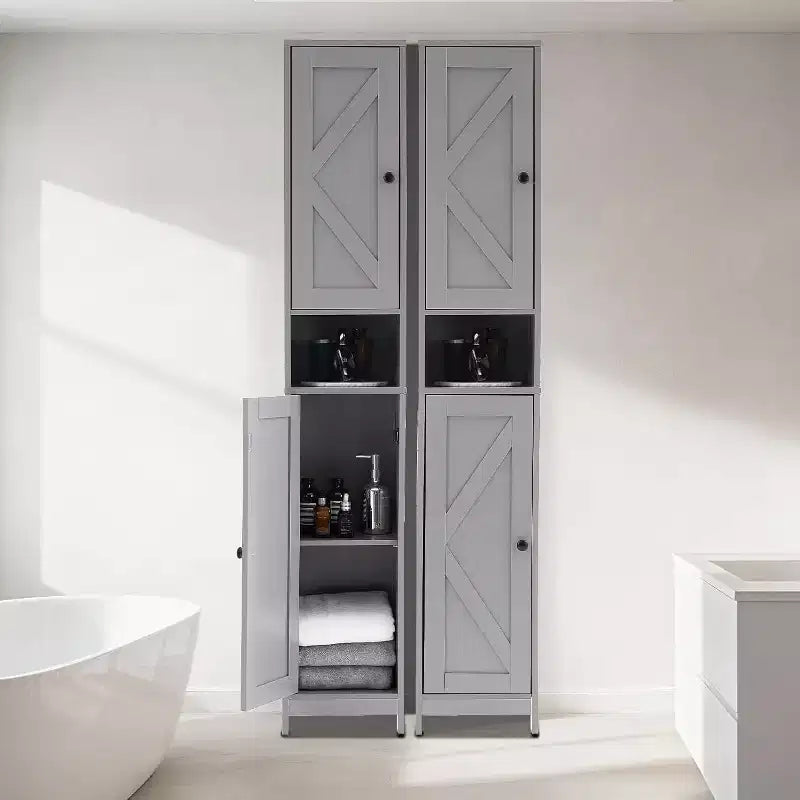 Meuble de rangement haut et étroit pour salle de bain, organiseur sur pied de 170 cm avec étagère réglable, conception résistante à l'eau pour cuisine, couloir, salle de bain