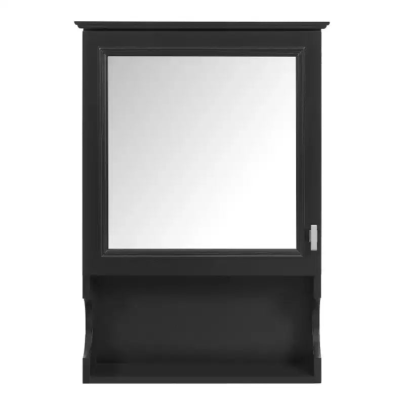Meuble de salle de bain mural 50 cm avec miroir et porte de rangement - Design en MDF demi-lune