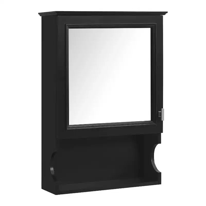 Meuble de salle de bain mural 50 cm avec miroir et porte de rangement - Design en MDF demi-lune