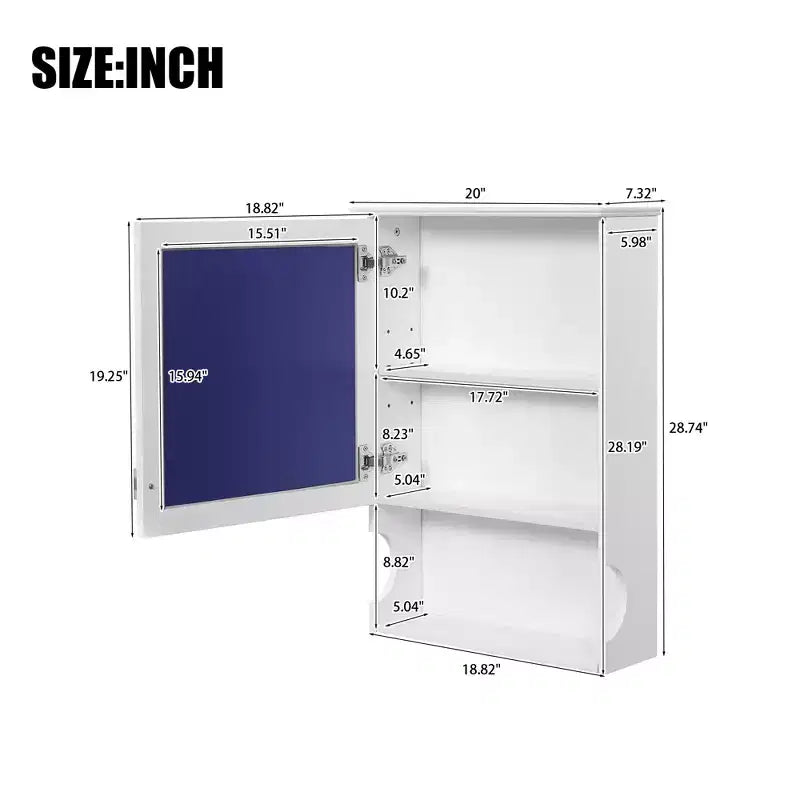 Meuble de salle de bain mural 50 cm avec miroir et porte de rangement - Design en MDF demi-lune