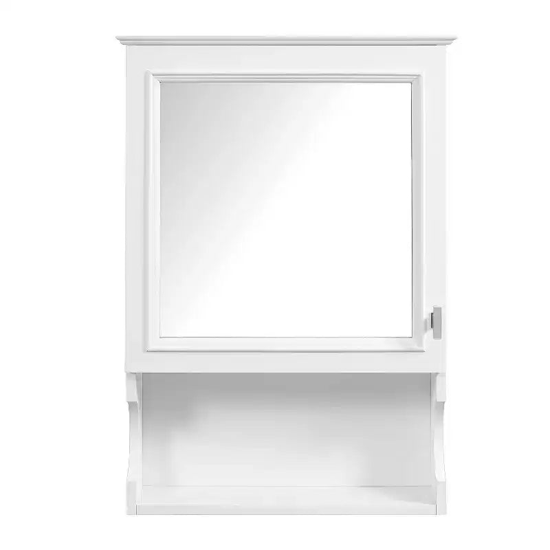 Meuble de salle de bain mural 50 cm avec miroir et porte de rangement - Design en MDF demi-lune