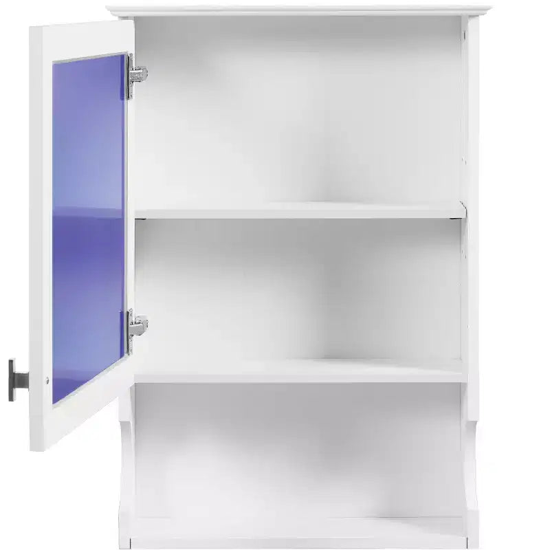 Meuble de salle de bain mural 50 cm avec miroir et porte de rangement - Design en MDF demi-lune