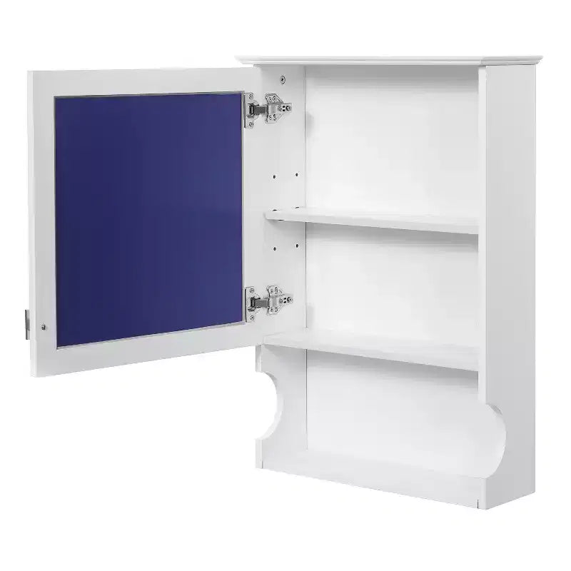 Meuble de salle de bain mural 50 cm avec miroir et porte de rangement - Design en MDF demi-lune