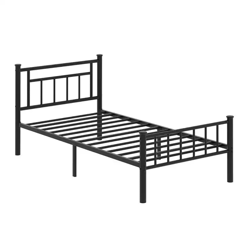 Cadre de lit plateforme double en métal avec tête et pied de lit - Rangement 30 cm, Pas besoin de sommier tapissier