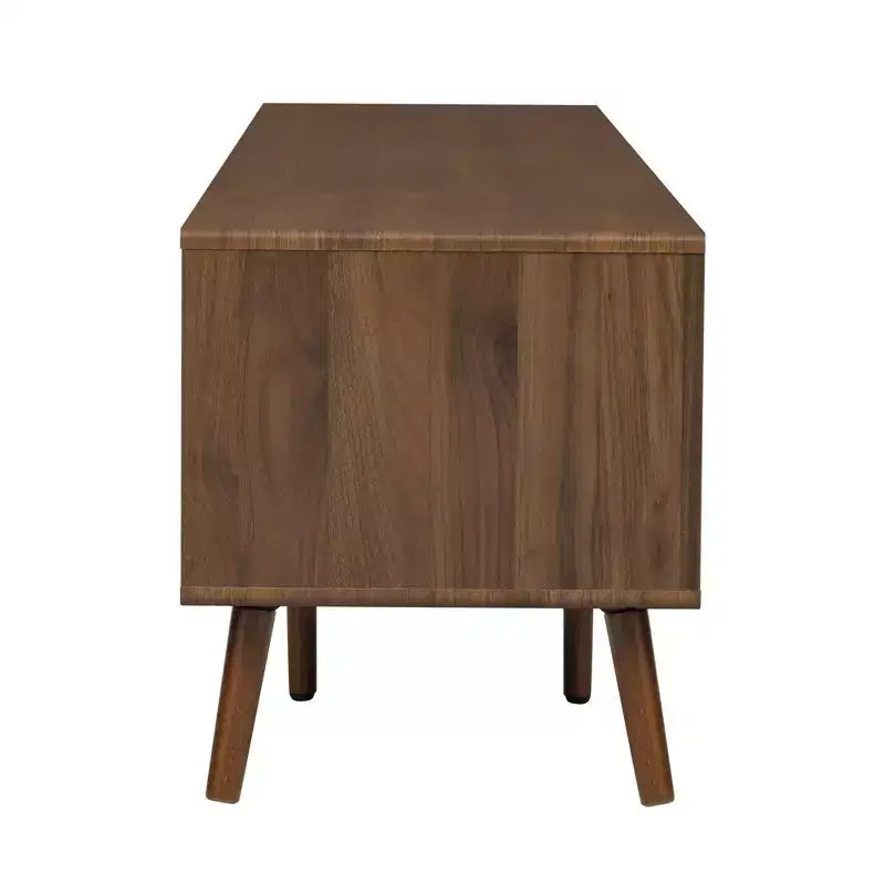 Meuble TV 193 cm aspect bois avec portes en verre et placards de rangement – Convient aux téléviseurs jusqu'à 195 cm