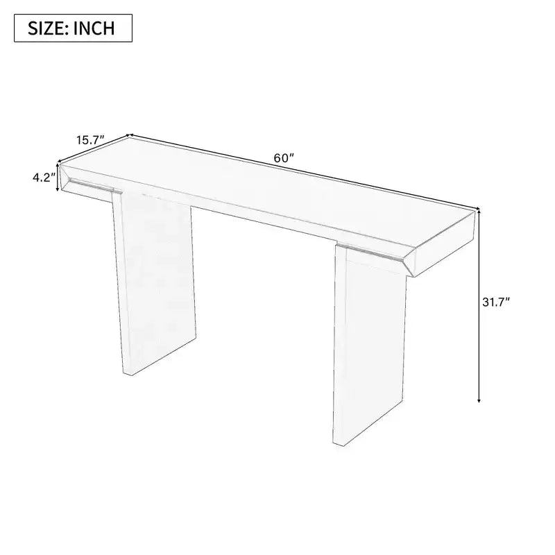 Table console géométrique moderne de 60 po avec pieds réglables - MDF noir, table de canapé d'entrée