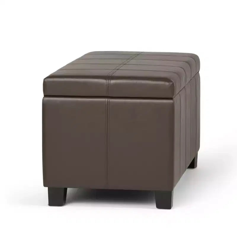 Banc de rangement rectangulaire de 91 cm avec assise en similicuir et cadre en bois - pour pied de lit