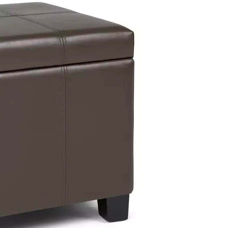 Banc de rangement rectangulaire de 91 cm avec assise en similicuir et cadre en bois - pour pied de lit