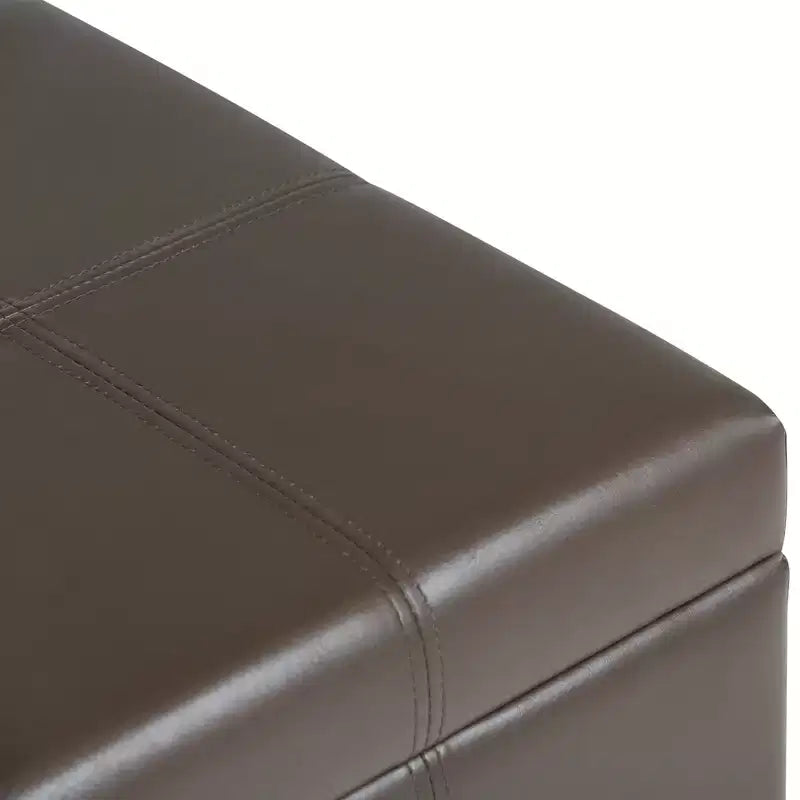 Banc de rangement rectangulaire de 91 cm avec assise en similicuir et cadre en bois - pour pied de lit