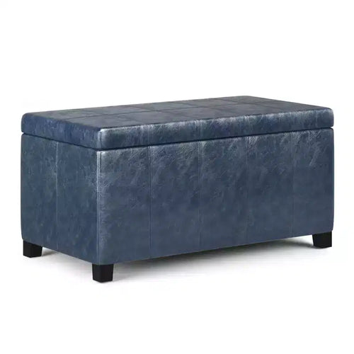 Banc de rangement rectangulaire de 91 cm avec assise en similicuir et cadre en bois - pour pied de lit