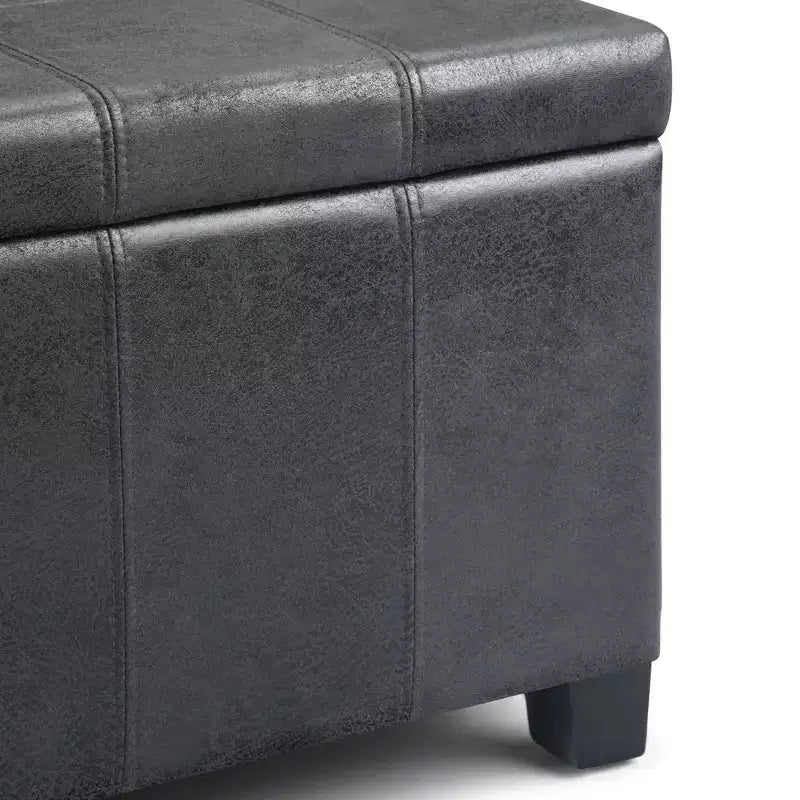 Banc de rangement rectangulaire de 91 cm avec assise en similicuir et cadre en bois - pour pied de lit