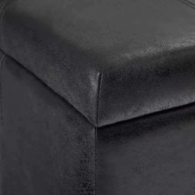 Banc de rangement rectangulaire de 91 cm avec assise en similicuir et cadre en bois - pour pied de lit