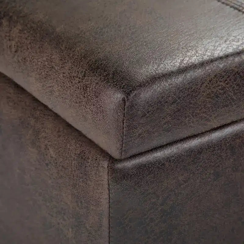 Banc de rangement rectangulaire de 91 cm avec assise en similicuir et cadre en bois - pour pied de lit