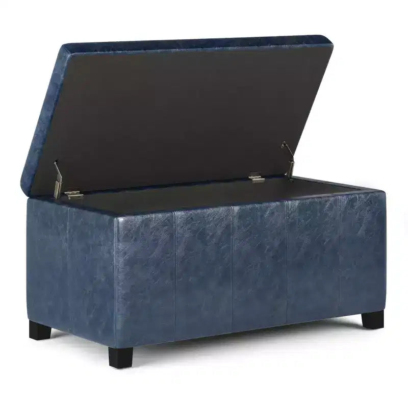 Banc de rangement rectangulaire de 91 cm avec assise en similicuir et cadre en bois - pour pied de lit