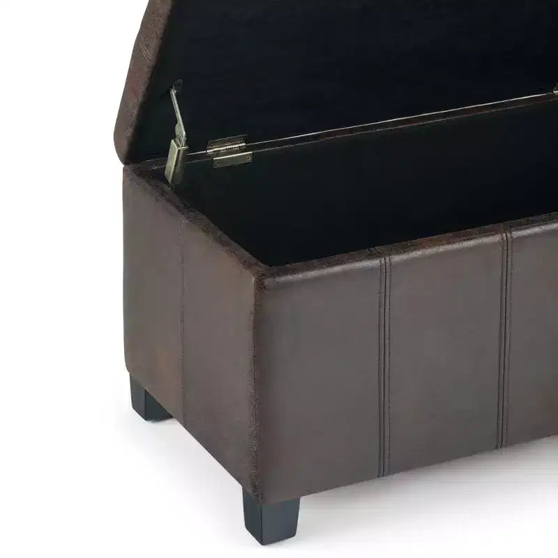 Banc de rangement rectangulaire de 91 cm avec assise en similicuir et cadre en bois - pour pied de lit