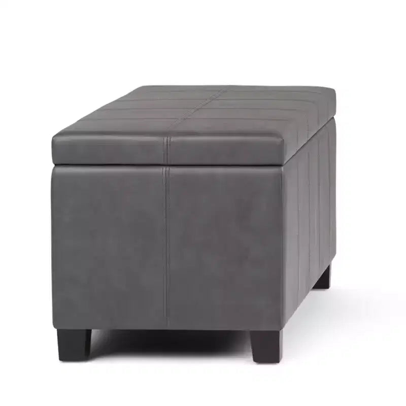Banc de rangement rectangulaire de 91 cm avec assise en similicuir et cadre en bois - pour pied de lit