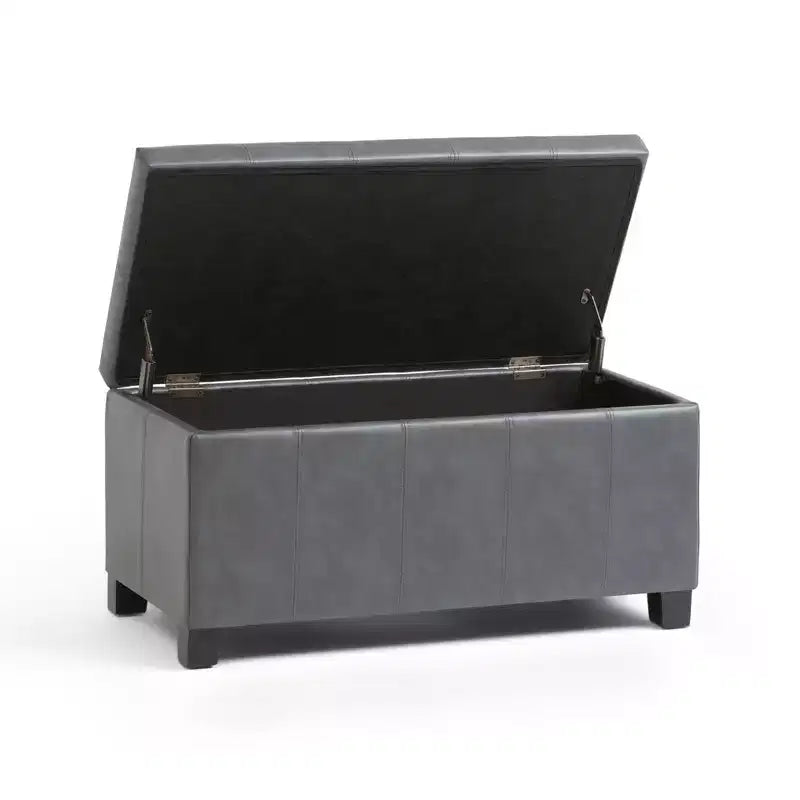 Banc de rangement rectangulaire de 91 cm avec assise en similicuir et cadre en bois - pour pied de lit
