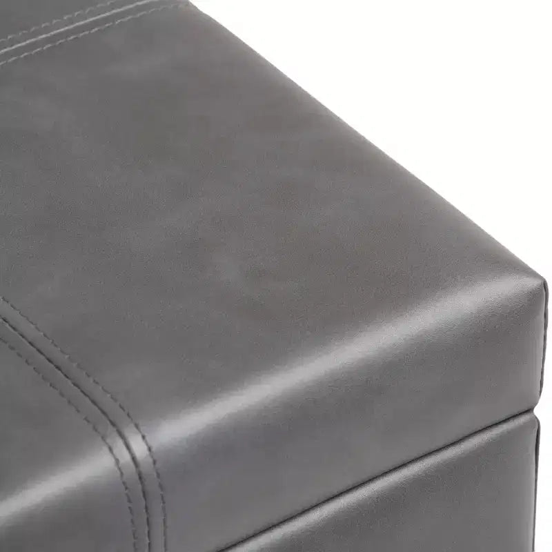 Banc de rangement rectangulaire de 91 cm avec assise en similicuir et cadre en bois - pour pied de lit