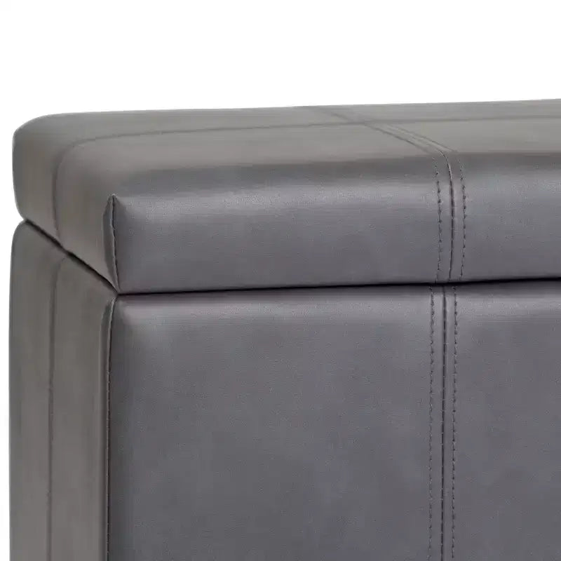 Banc de rangement rectangulaire de 91 cm avec assise en similicuir et cadre en bois - pour pied de lit