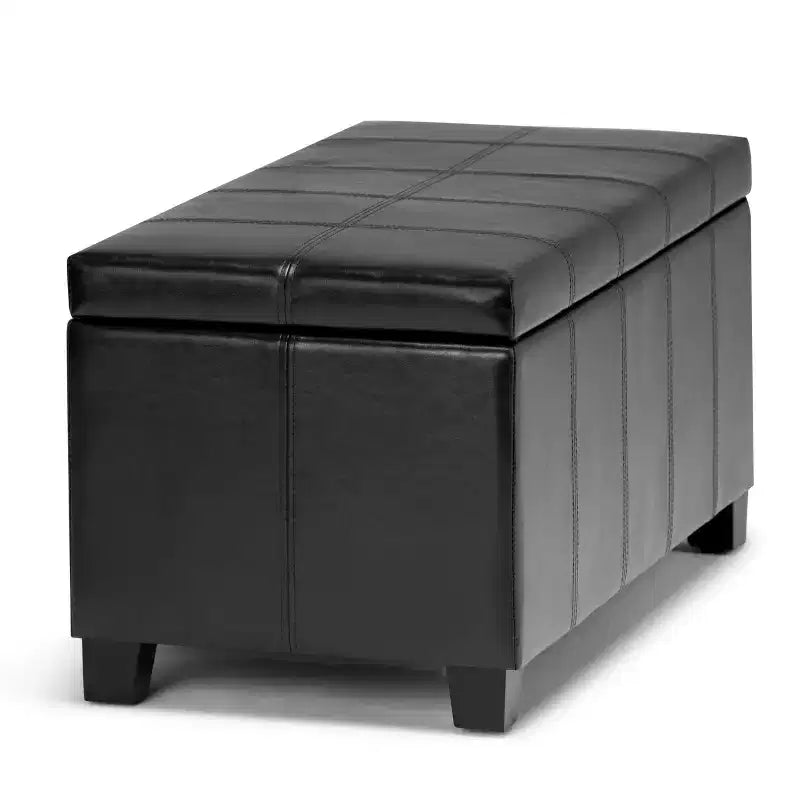 Banc de rangement rectangulaire de 91 cm avec assise en similicuir et cadre en bois - pour pied de lit
