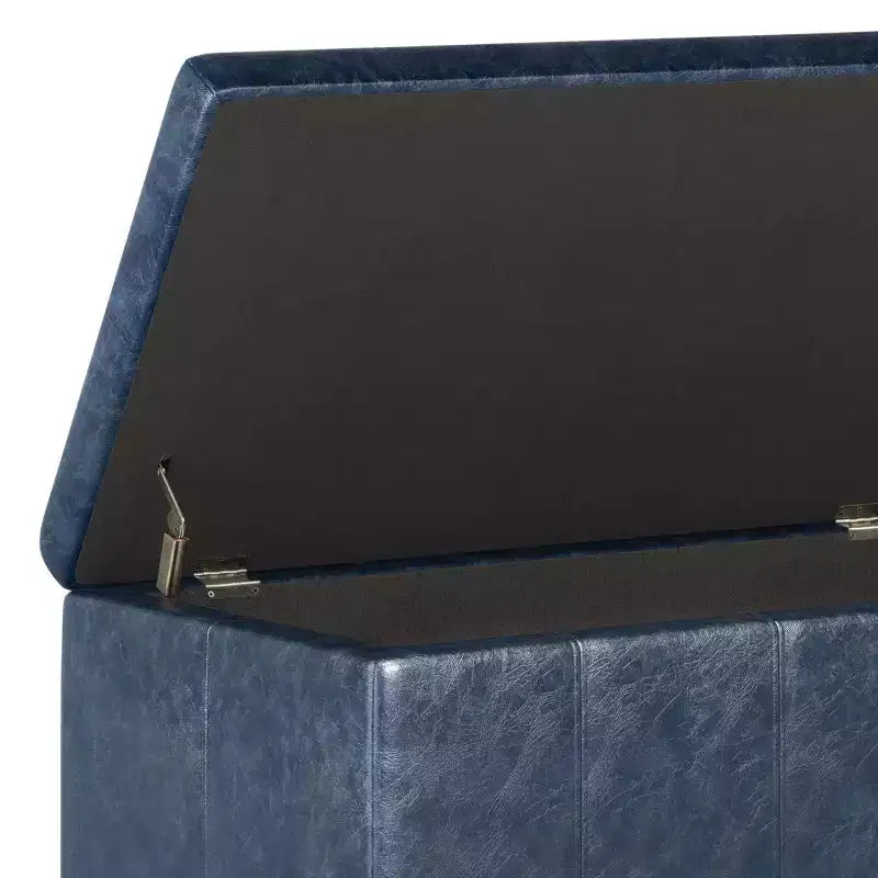 Banc de rangement rectangulaire de 91 cm avec assise en similicuir et cadre en bois - pour pied de lit