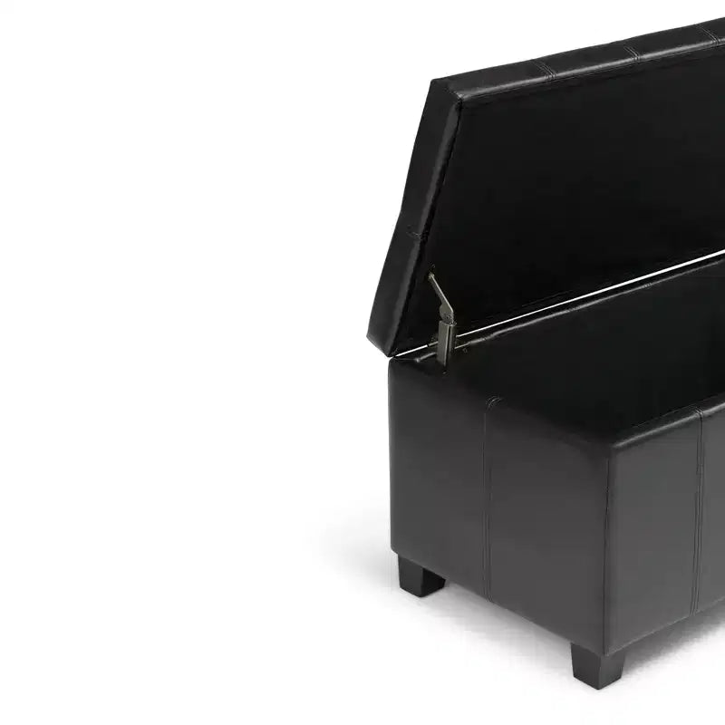 Banc de rangement rectangulaire de 91 cm avec assise en similicuir et cadre en bois - pour pied de lit
