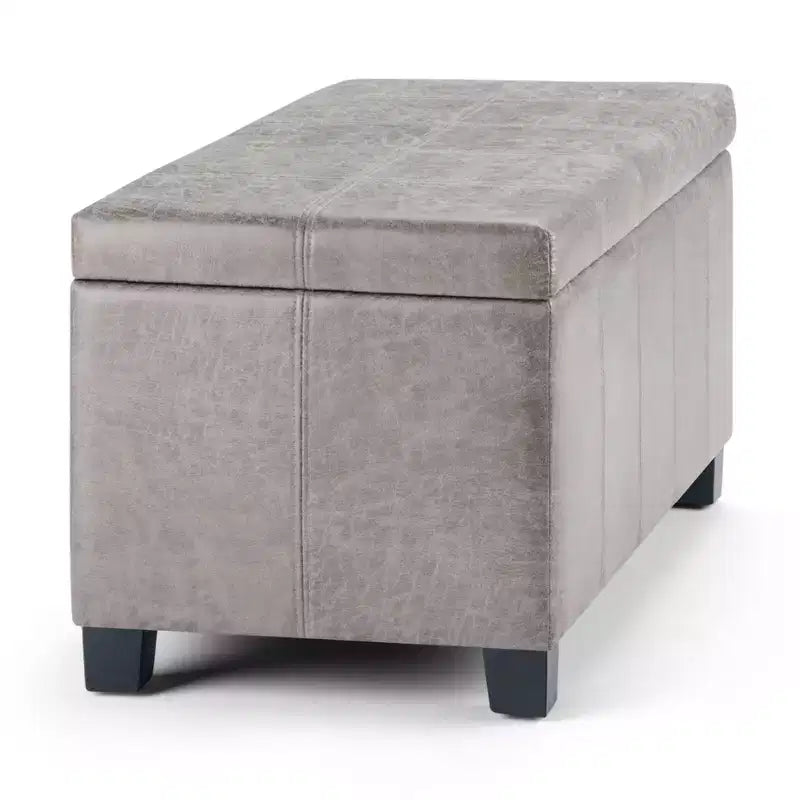 Banc de rangement rectangulaire de 91 cm avec assise en similicuir et cadre en bois - pour pied de lit