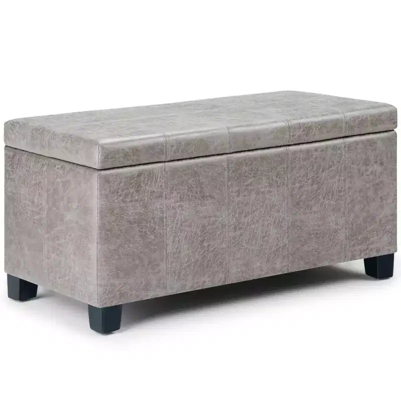 Banc de rangement rectangulaire de 91 cm avec assise en similicuir et cadre en bois - pour pied de lit