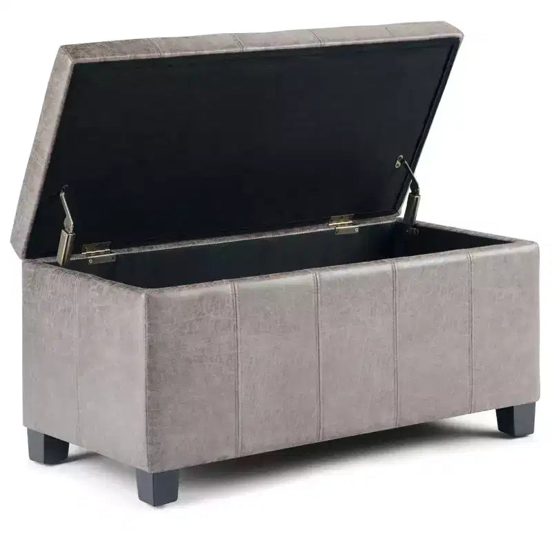 Banc de rangement rectangulaire de 91 cm avec assise en similicuir et cadre en bois - pour pied de lit