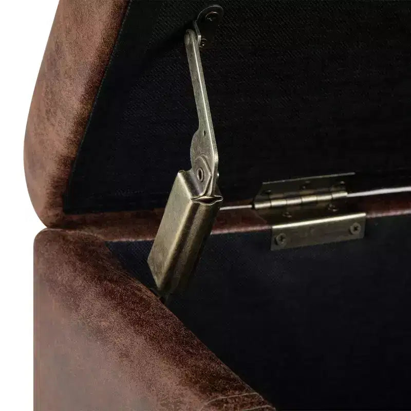 Banc de rangement rectangulaire de 91 cm avec assise en similicuir et cadre en bois - pour pied de lit
