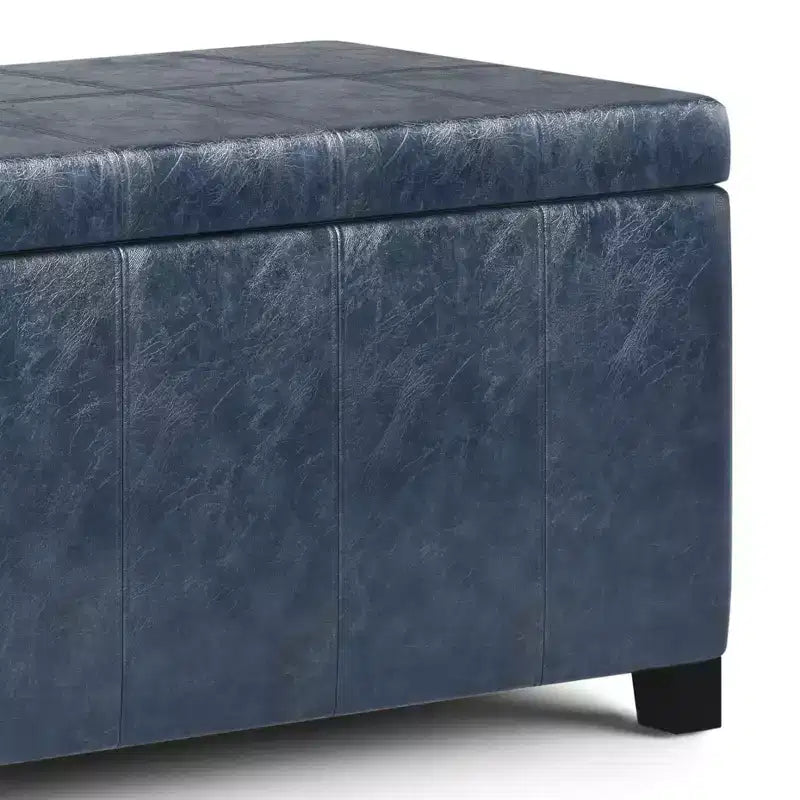 Banc de rangement rectangulaire de 91 cm avec assise en similicuir et cadre en bois - pour pied de lit