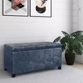 Banc de rangement rectangulaire de 91 cm avec assise en similicuir et cadre en bois - pour pied de lit