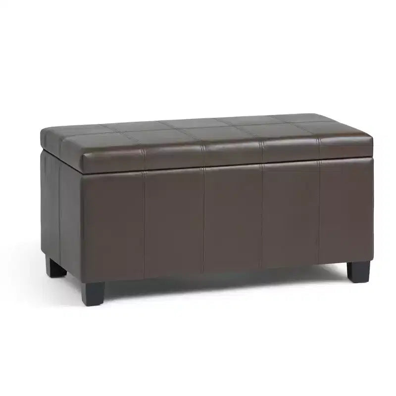 Banc de rangement rectangulaire de 91 cm avec assise en similicuir et cadre en bois - pour pied de lit