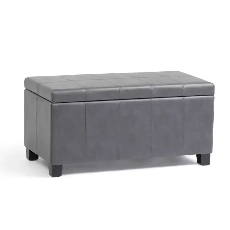 Banc de rangement rectangulaire de 91 cm avec assise en similicuir et cadre en bois - pour pied de lit