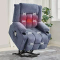 Fauteuil inclinable releveur avec massage, porte-gobelets et poches de rangement - 158 kg
