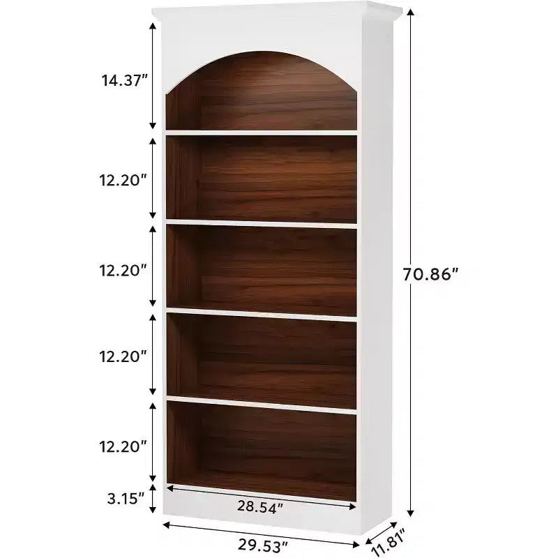 Bibliothèque haute de 180 cm à 5 étagères ouvertes - Bibliothèque sur pied vintage blanche