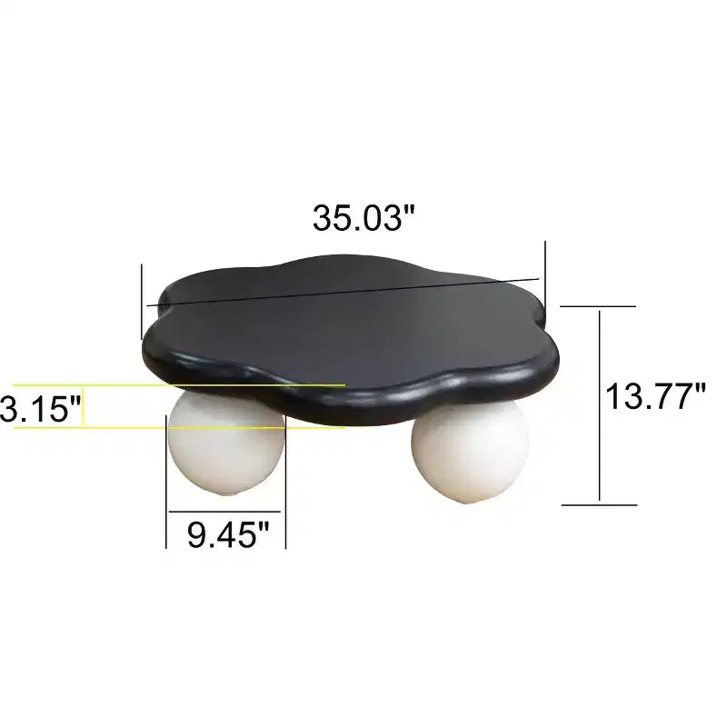 Table basse en forme de nuage de 35 po avec pieds sphériques – MDF rose, capacité de 200 lb