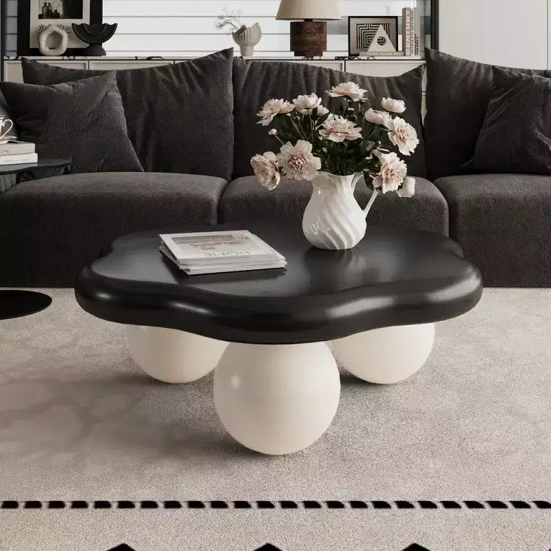 Table basse en forme de nuage de 35 po avec pieds sphériques – MDF rose, capacité de 200 lb